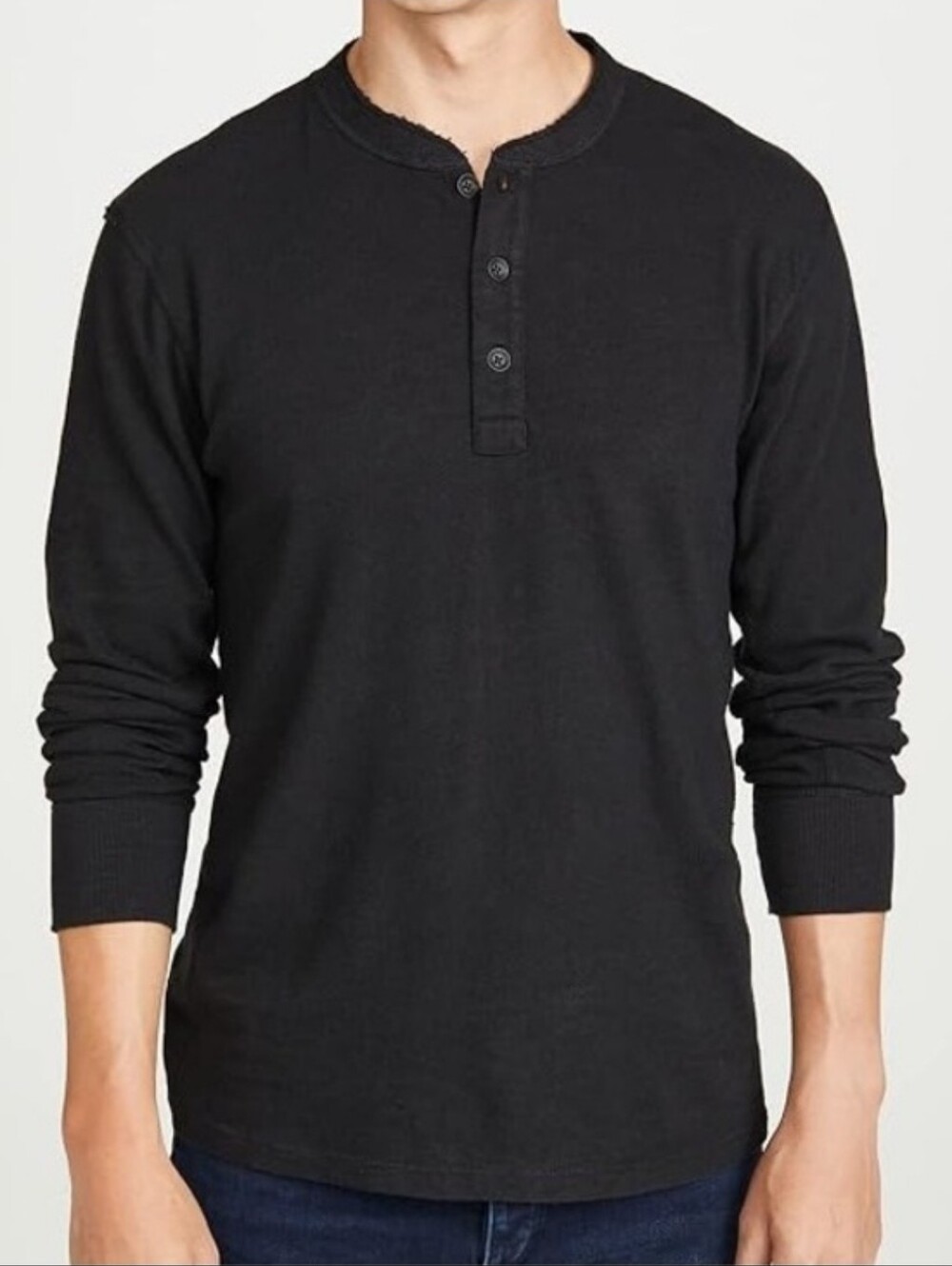 RAG & BONE Black Classic Slub Henley Size Small